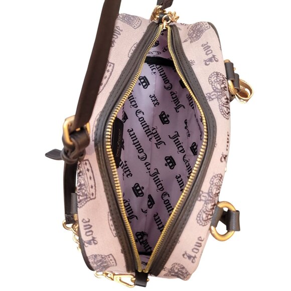 Juicy Couture Light Pink & Brown Trim Crossbody Satchel Bag - Picture 11 of 16